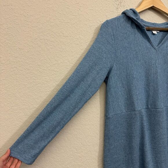 J. JILL Hooded Ribbed Knit Tunic Sweater Long Sleeve in Blue - Picture 3 of 9